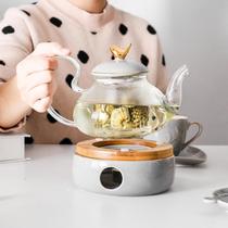 Nordic English Afternoon tea Flower tea tea set Ceramic glass candle Heated boiled fruit Black tea flower teapot