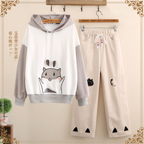 Yufefan Junior High School High School student sports suit loose spring and autumn clothes trousers big children college style womens
