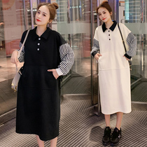 Radiation-proof maternity clothes Autumn pregnancy clothes wear silver fiber belly fashion models wear lapel dresses outside