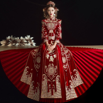 Xiuhe clothing bride 2021 new wedding Chinese wedding dress Xiuhe shawl winter dragon and phoenix gown slim show kimono