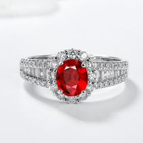 Mengqin Jewelry 18K gold natural ruby ring without burning Gilder pigeon blood red Fashion atmosphere bridal
