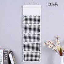 Cotton and linen storage bag combination small hanging bag door rear fabric storage bag wall hanging dormitory wall hanging storage 2021