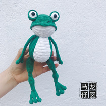 Long Ma Zai handmade diy pass time wool crochet doll gift cartoon frog weaving material bag