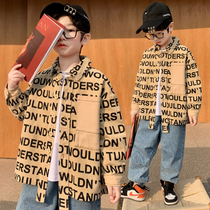 Boy shirt 2022 new children handsome spring autumn season long sleeves CUHK childrens spring clothing Fried Street Jacket Lining Clots
