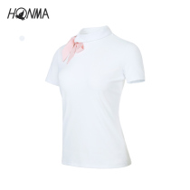 HONMA new golf woman short sleeve T-shirt polo detachable butterfly knot collar toothpicks design movement