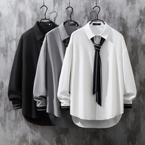Shirt men long sleeve spring and autumn squid dk uniform niche design sense thin hanging loose hair stylist white top