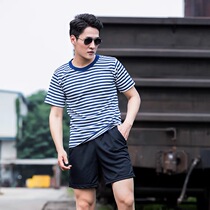 Sea Soul Shirt Set Summer Striped T-shirt Crewneck Sweat Sucking Breathable Sea Soul Physical Clothing