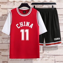 China red sportswear basketball uniform Summer men and women quick dry fake two Kobe Bryant No. 23 jersey 11 jersey set