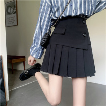 Skirt womens 2021 new spring and autumn design sense niche high waist slim irregular pleated skirt a skirt tide