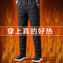 90 white duck down middle-aged and elderly down pants men wear out new 2021 thick warm outdoor size Winter