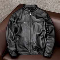 Factory special price pick-up leather leather jacket mens head layer cowhide jacket sheep leather slim casual slim fit jacket