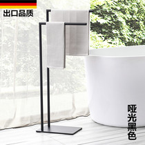 German black floor hair towel rack free of punch toilet bathtub edge double vertical bar stainless steel bath towels removable