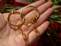 Gold hanging chain yellow flag chain golden decorative thin iron chain advertising tag hanging chain with hook ring chain