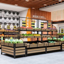 Supermarket Fruit Shelf Display Frame Steel Wood Fruit Shop Shelf Zhongdao Convenience Store Vegetable Fruit and Vegetable Shelf Fruit Stand