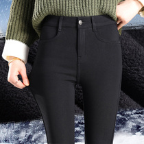 Plus velvet leggings women wear spring and autumn winter tight feet high waist small black pants pencil thick black pants women