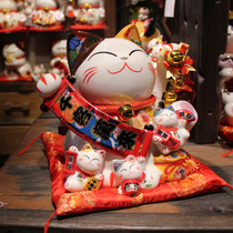 10-inch fortune cat shop ornaments thousands of guests open living room ceramic lucky cat piggy bank decorations