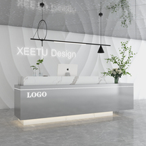 Simple and modern company beauty salon Stainless steel front desk Clothing store barber shop Light luxury bar cashier