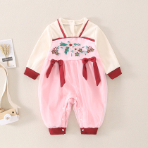 Baby clothes autumn clothes Chinese ancient style Hanfu Tang suit jumpsuit female baby Princess full moon 100 days week dress