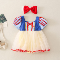 Baby dress Summer dress Female baby one-piece bag fart dress Newborn full moon 100-day-old snow White dress