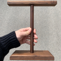 Solid wood ear rack black walnut fungus rack head wearing headset rack Internet cafe universal simple headset bracket