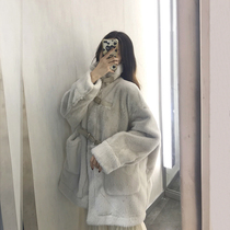 2021 Winter new fashion slim imitation mink fur jacket womens medium length thick warm plush coat