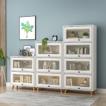 American solid wood bookcase Simple multi-layer glass door combination bookcase Childrens locker Floor storage cabinet storage cabinet