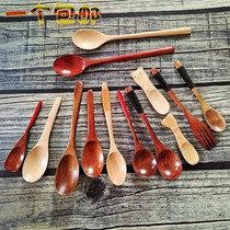  Wooden spoon for eating Small unpainted long-handled wooden shovel long-handled wooden spoon spoon Wooden custom logo bamboo spoon
