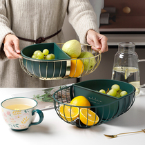 Kumagu Group household iron fruit basket Nordic Net red fruit plate separated drain living room modern snack storage basket