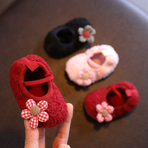 Autumn and winter newborn baby shoes and socks 0-3-6 months 1 year old men and women Baby Cotton shoes toddler plus velvet soft bottom does not fall warm