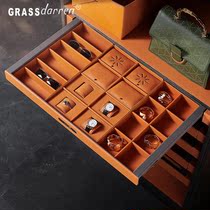 Wardrobe storage basket Leather cloakroom drawer cabinet trousers rack Household pull-out Baibao grid wardrobe