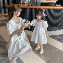  Parent-child clothing 2021 new trendy summer fried street mother and daughter bubble sleeve dress western summer Korean skirt