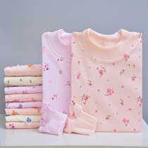 Autumn clothes single one-piece blouse ladies semi-high collar warm autumn and winter pure cotton underwear for older people line clothes full cotton wool sweatshirt