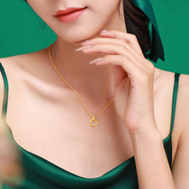 Gold Necklace Women choker Sansheng III Ping Donuts 99 Pot Gold Pendant Pure Gold Christmas Gift