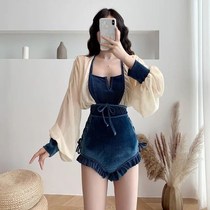 Swimsuit female 2021 New conjoined size size fat mm belly thin conservative student seaside resort soak hot spring swimsuit
