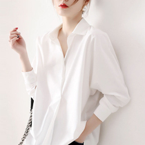 Spring and autumn long-sleeved maternity shirt Womens fashion loose belly cover professional dress top Korean version of pregnant white shirt