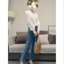 Pregnant woman shirt spring autumn new small guy inner lap long sleeve blouse for casual loose round collar white undershirt woman