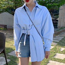 Daily shopping can be ~ pregnant womens autumn jacket long sleeve hem irregular loose shirt French shirt womens clothing