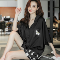 S F Elizaba Fresh little Zou Ju~Elegant woman pajamas Female ice silk summer thin two-piece suit