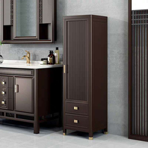 New Chinese style Bathroom side cabinet Solid wood storage cabinet Toilet toilet side cabinet Floor-to-ceiling storage Living room narrow cabinet