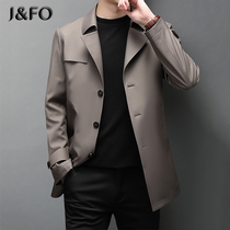 Long suit collar tooling windbreaker men Spring and Autumn New thin men mature and stable leisure business jacket