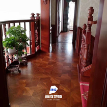 Healthy and environmental protection nature drawing retro oak pizza floor Chinese style square solid wood composite floor