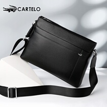 Caravan Crocodile Mens briefcase genuine leather casual bag business Jane about large capacity Bull Leather Single Shoulder Bag Slanted Satchel