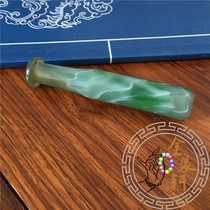 Old Fidelity] Qing Dynasty colorful old glazed cigarette holder height 7 4cm wide and 1 3cm complete