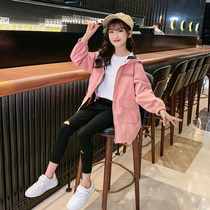 Girls windbreaker coat spring and autumn clothing Korean version of the Chinese big child two-sided coat fashion 8 childrens coat 9 girls 10 years old