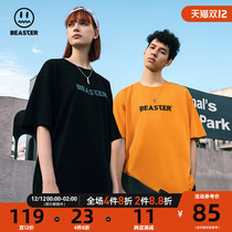 BEASTER little devil grimace National Tide brand Basic short sleeve T-shirt multi color letter solid color casual round neck top