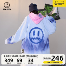 BEASTER little devil grimace Tide brand tie dyed gradient loose shirt coat fashion new lapel shirt men