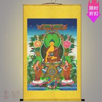 High definition Shakyamuni Buddha portrait Silk cloth material Thangka Buddha painting Buddha hall Temple decoration Silk scroll hanging painting