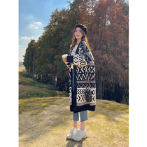 Big Code Early Spring Sweater Jacket Loose Cardiovert woman Lazy Wind in long style with a knee 2022 bursting retro-knitted sweatshirt