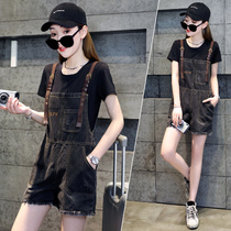 Strap jeans womens summer 2021 new Korean edition loose thin section shorts fashion suit ins tide