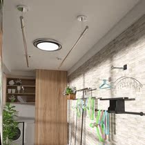 Balcony top-mounted manual stainless steel pipe clothes drying rod fixed side wall horizontal drying rack hanging outside the window windproof